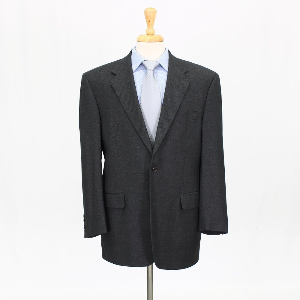 Jos. A. Bank 44R Gray Solid Wool Two Button Sport Coat Blazer Jacket G027